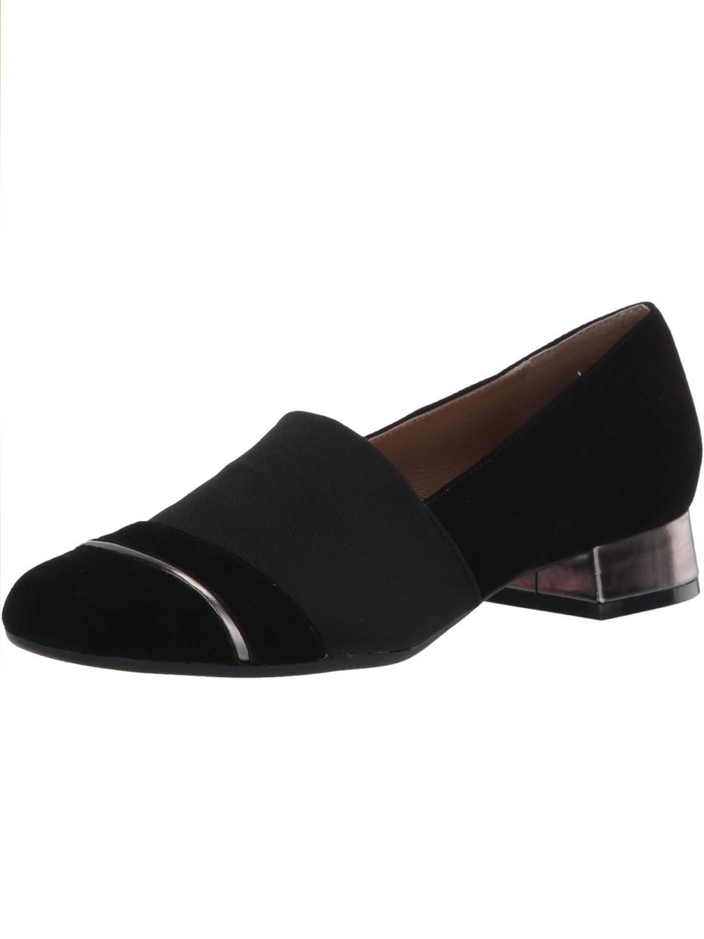 Bettye Muller Concept Gobi Suede Leather Low Block Heel Black Loafers Shoes 9.5
